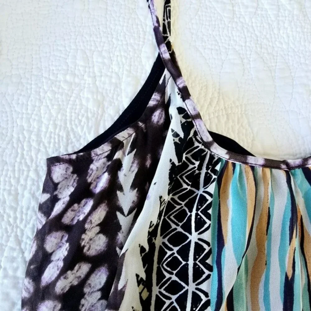 Express Boho Sleeveless A-Line Mini Dress Multicolor Sundress Beach Vacation XS - Picture 5 of 13